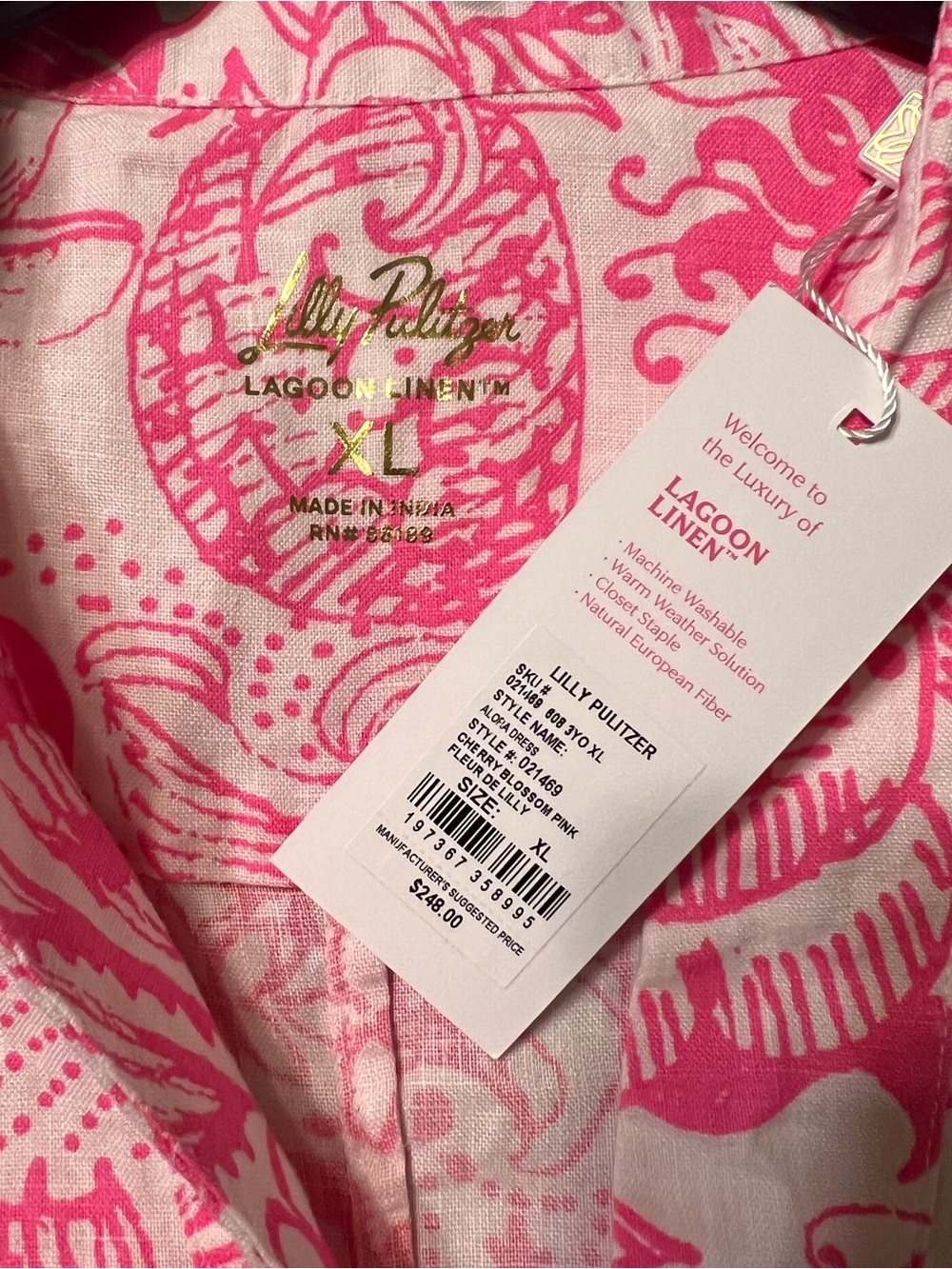LILLY PULITZER XL Pink and White Floral Button-Front Midi Dress - Picture 5 of 7